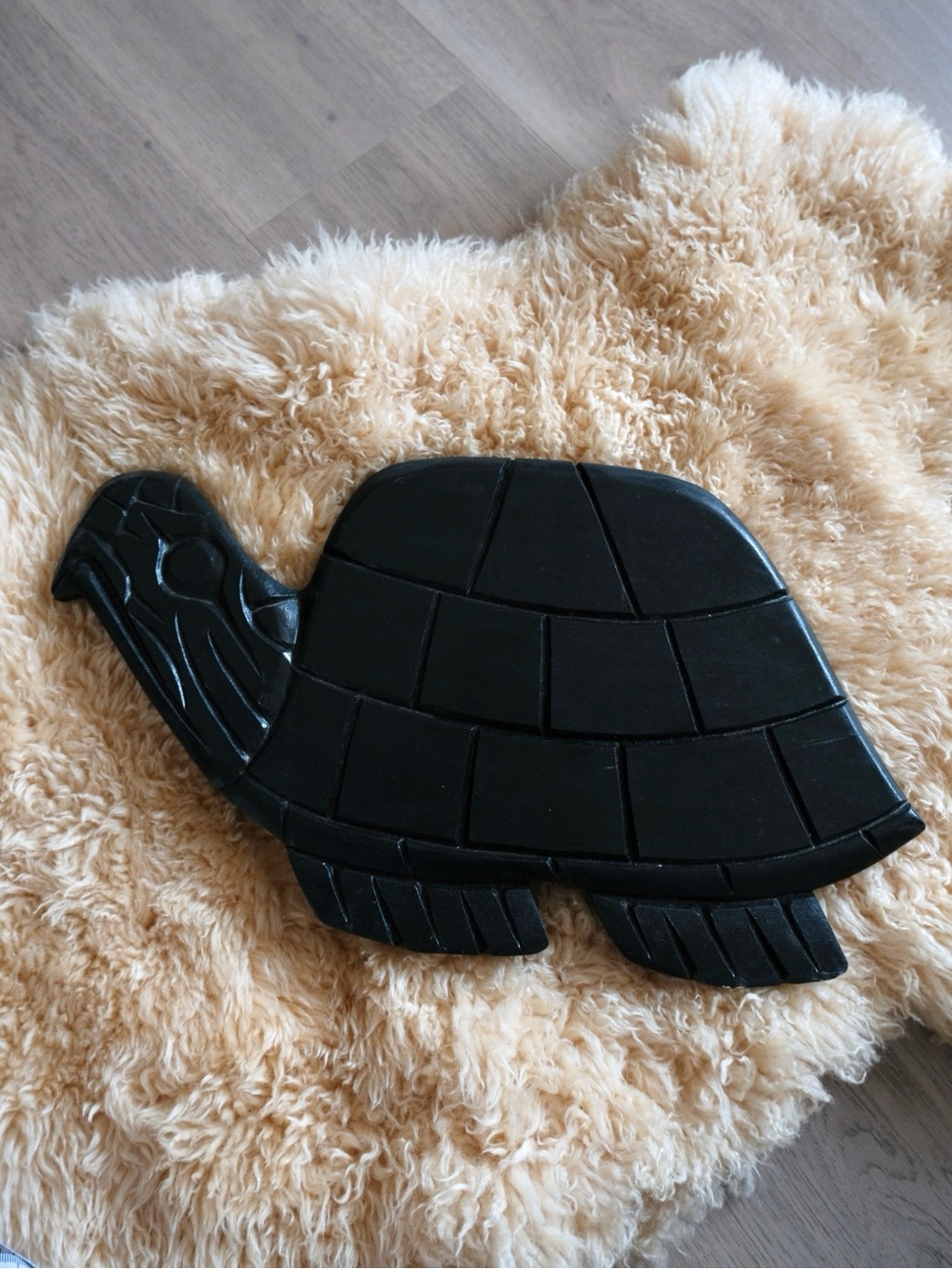 PNW wood carving of a turtle by Eddy Jules signed